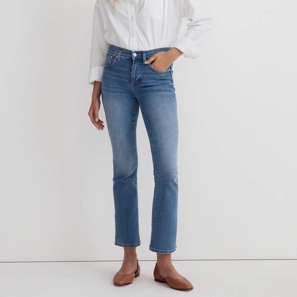 Madewell Mather Wash Mid-Rise Kick Out Crop Jeans Size 26 - Picture 1 of 16